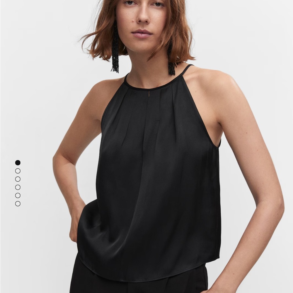 Brand new never worn Mango black halter satin camisole